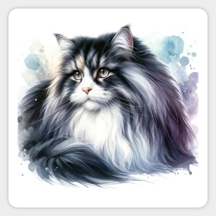 Domestic Long Hair - Watercolor Cat Sticker